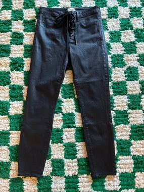 L’AGENCE  Margot Waxed Coated Tie Up skinny Denim Jeans  Size 29 retail $245